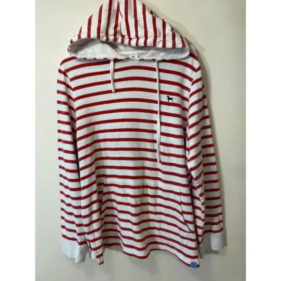 The Black Dog Red White Stripe Hoodie Pullover Cotton Nautical Casual Unise - Picture 2 of 12